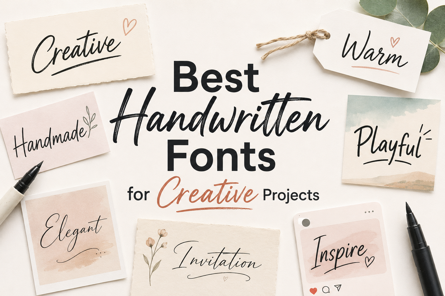 Best handwritten fonts for creative projects with notes, invitations, labels, and social media design elements