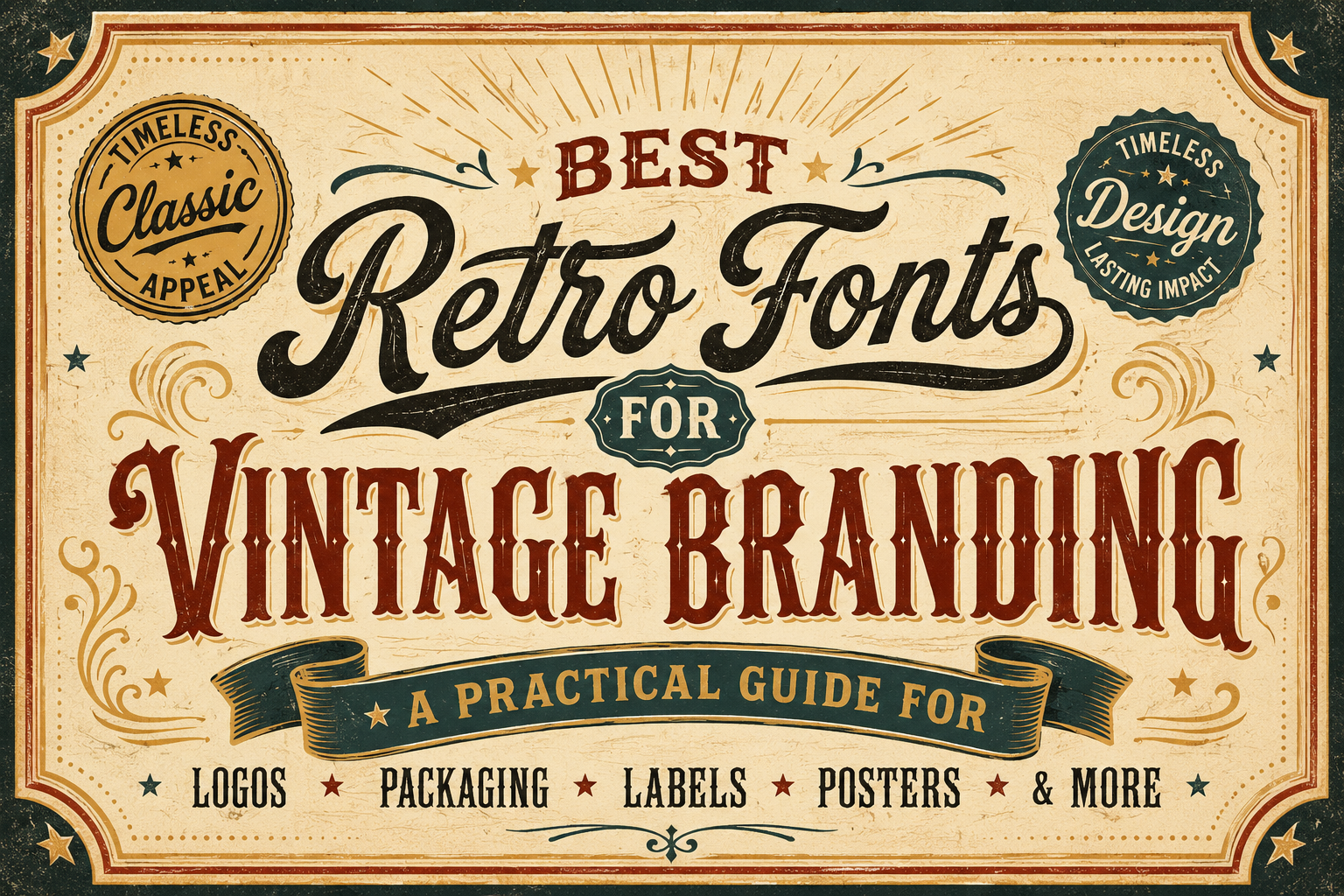 Best retro fonts for vintage branding with decorative typography for logos, packaging, labels, posters, and apparel